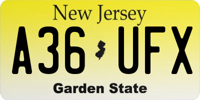 NJ license plate A36UFX