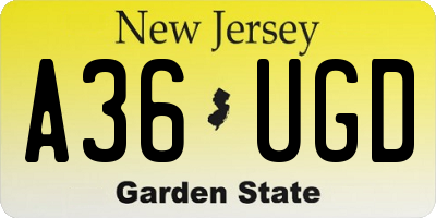 NJ license plate A36UGD
