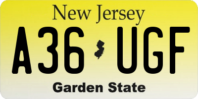 NJ license plate A36UGF