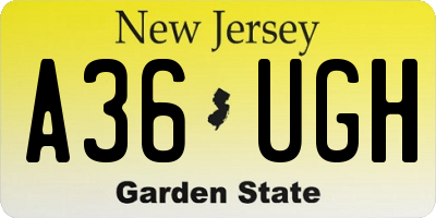 NJ license plate A36UGH