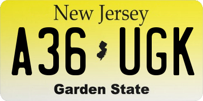 NJ license plate A36UGK
