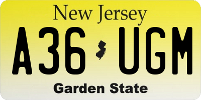 NJ license plate A36UGM