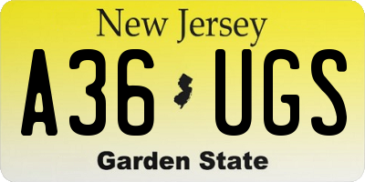 NJ license plate A36UGS