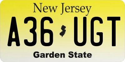 NJ license plate A36UGT