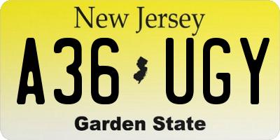 NJ license plate A36UGY