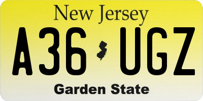 NJ license plate A36UGZ