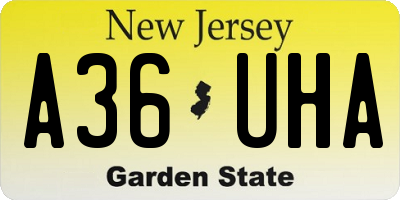 NJ license plate A36UHA