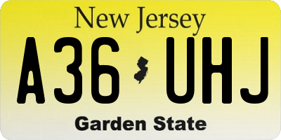 NJ license plate A36UHJ