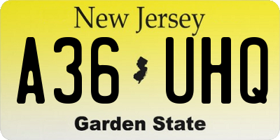 NJ license plate A36UHQ