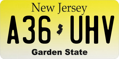 NJ license plate A36UHV