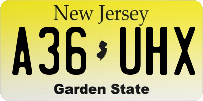 NJ license plate A36UHX