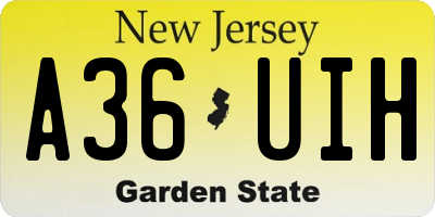 NJ license plate A36UIH