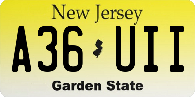 NJ license plate A36UII