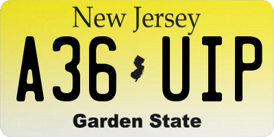 NJ license plate A36UIP