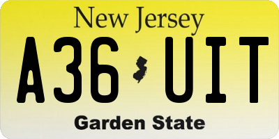 NJ license plate A36UIT