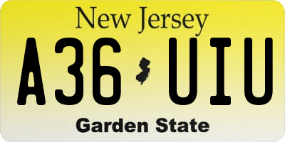 NJ license plate A36UIU