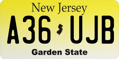 NJ license plate A36UJB