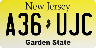 NJ license plate A36UJC