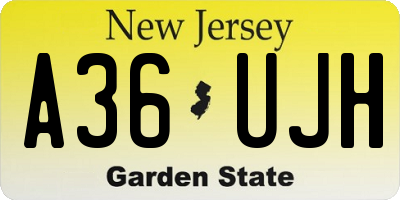 NJ license plate A36UJH