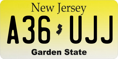 NJ license plate A36UJJ