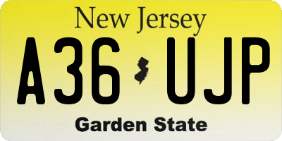 NJ license plate A36UJP