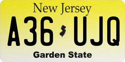 NJ license plate A36UJQ