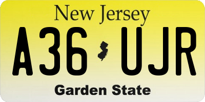 NJ license plate A36UJR