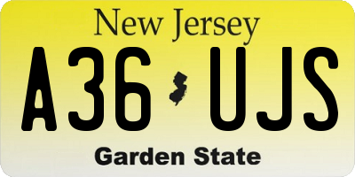 NJ license plate A36UJS