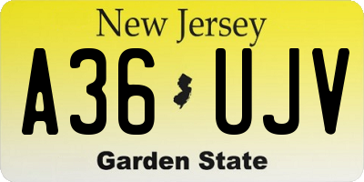 NJ license plate A36UJV