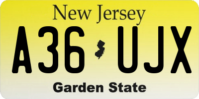 NJ license plate A36UJX