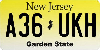 NJ license plate A36UKH