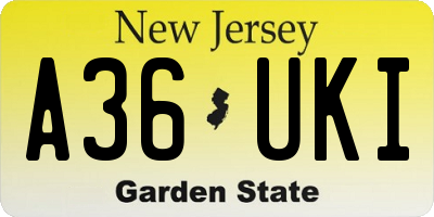 NJ license plate A36UKI