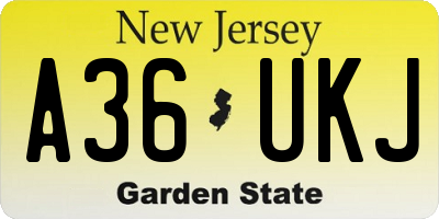 NJ license plate A36UKJ