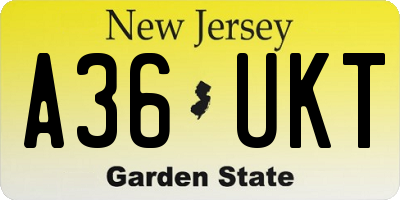 NJ license plate A36UKT
