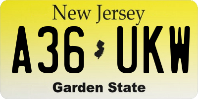 NJ license plate A36UKW