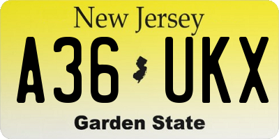 NJ license plate A36UKX