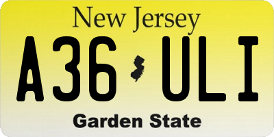 NJ license plate A36ULI