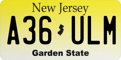 NJ license plate A36ULM