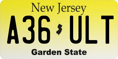 NJ license plate A36ULT