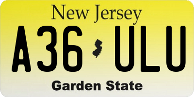 NJ license plate A36ULU
