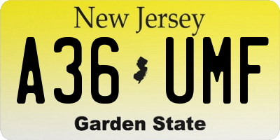 NJ license plate A36UMF
