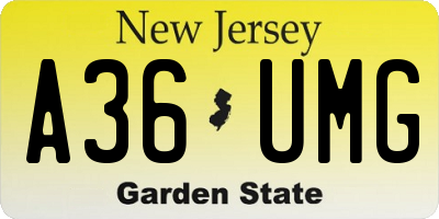 NJ license plate A36UMG
