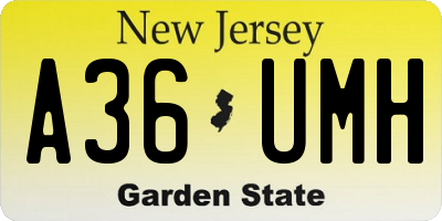 NJ license plate A36UMH