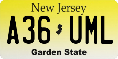 NJ license plate A36UML