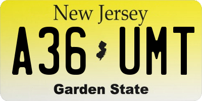 NJ license plate A36UMT