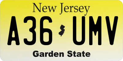 NJ license plate A36UMV