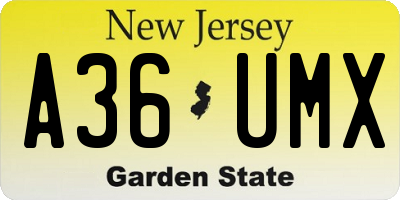 NJ license plate A36UMX