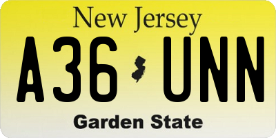 NJ license plate A36UNN