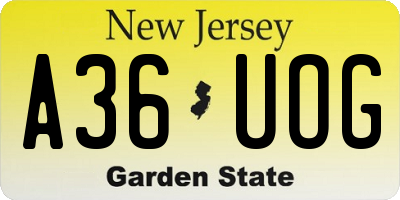 NJ license plate A36UOG