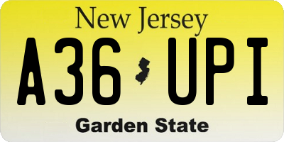 NJ license plate A36UPI